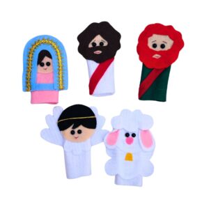 KIT DEDOCHE BÍBLICO JESUS MARIA JOSÉ ANJO OVELHA 5 PÇ FELTRO