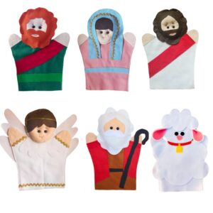 KIT FANTOCHE BÍBLICO JESUS MARIA JOSÉ ANJO OVELHA MOISÉS 6PÇ