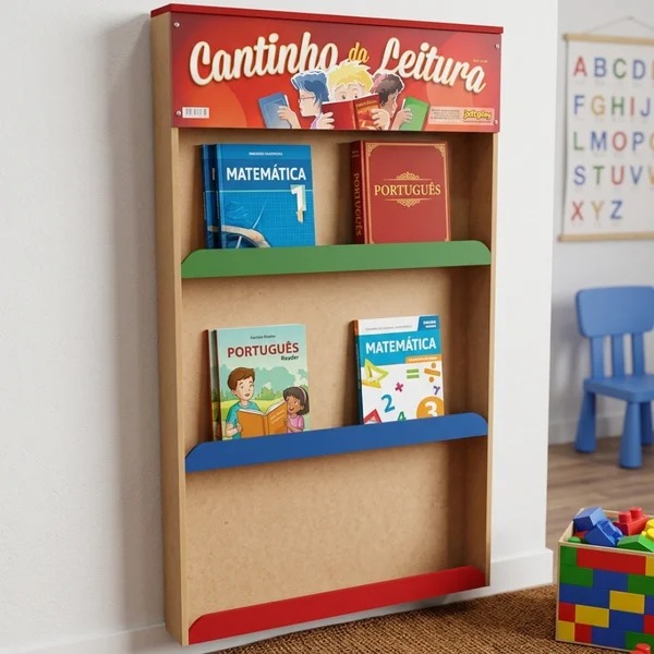 CANTINHO DA LEITURA ESTANTE 3 ANDARES PARA LIVROS INFANTIS - Imagem 2