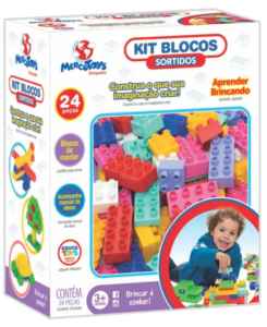 BLOCOS DE MONTAR 24 PEÇAS COLORIDO BRINQUEDO PEDAGÓGICO