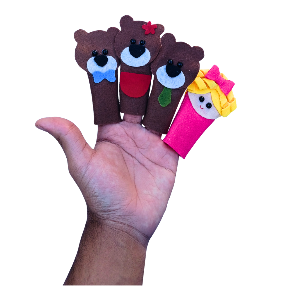 Dedoche De Feltro Cachinhos Dourados e o Três Ursos - Imagem 2