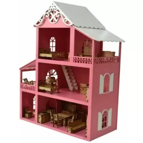 Casa De Bonecas 3 Andares Rosa