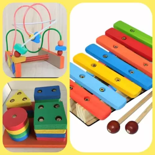 Kit Com 3 Brinquedos Pedagógicos De Madeira - Lindos!
