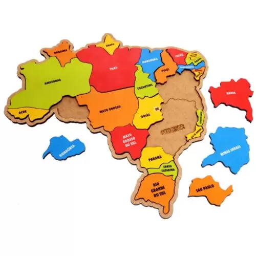 Mapa Do Brasil Quebra Cabeça Madeira 26 Estados Grande