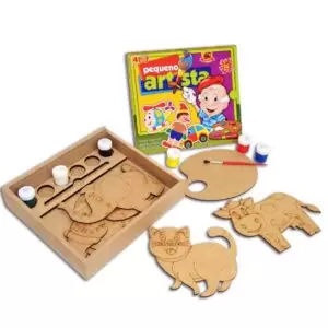 Pequeno Artista 6 Desenhos +  6  Tintas + Pincel + Paleta