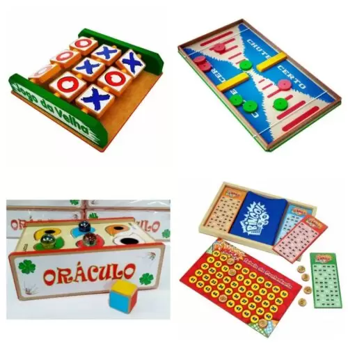 Kit De 4 Jogos Tradicionais Juvenil De Madeira