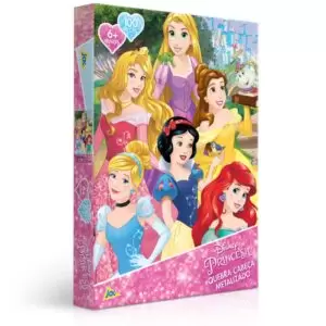 Quebra Cabeça Princesas Da Disney 100 Peças Metalizado
