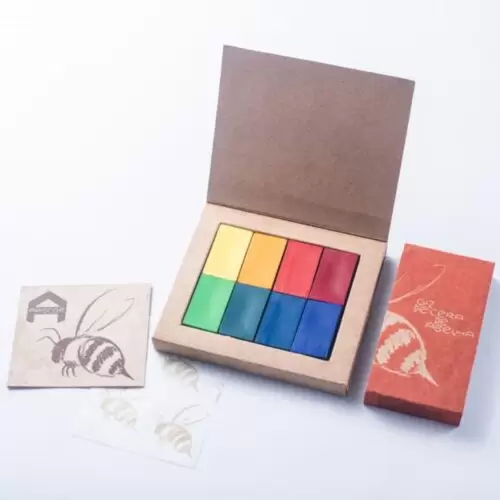 Giz De Cera De Abelha Tablete Caixa Com 8 Cores