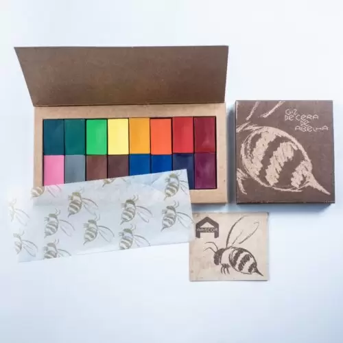 Giz De Cera De Abelha Tablete Caixa Com 16 Cores