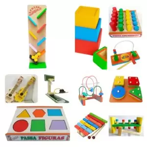 Kit 11 Brinquedos Educativos De Madeira Primeira Infância