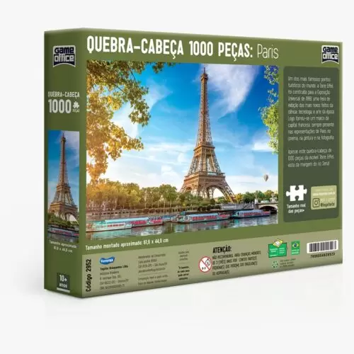 Quebra Cabeça Mundo Moderno Paris Torre Eiffel 1000 Peças - Image 2