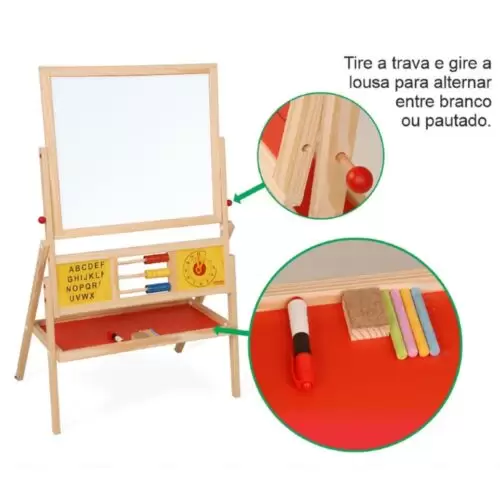 LOUSA QUADRO EDUCATIVO DUPLA FACE PARA GIZ E CANETÃO LINDO - Image 4