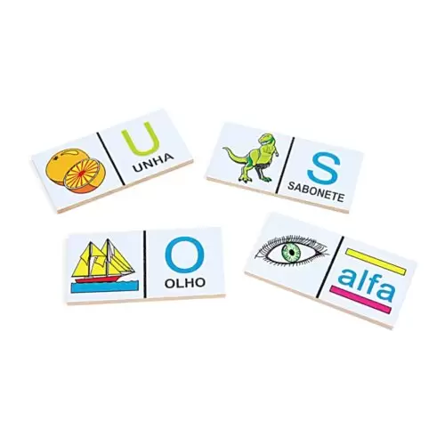 DOMINÓ ALFABETO ILUSTRADO DE A A Z MADEIRA EDUCATIVO CAIXA - Image 2