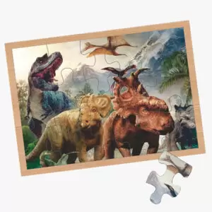 QUEBRA CABEÇA 15 PEÇAS DE MADEIRA DINOSSAUROS