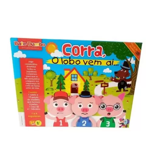 CORRA, O LOBO VEM AI JOGO DE TABULEIRO EDUCATIVO 3 PORQUINHO