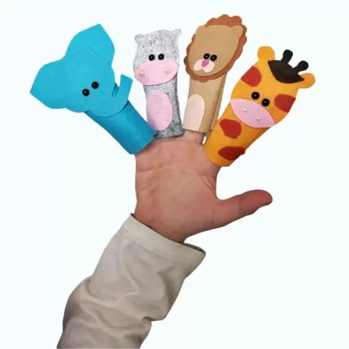 DEDOCHE DE FELTRO ANIMAIS DA SAFARI KIT COM 4