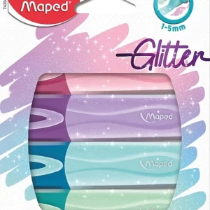 MARCA TEXTO KIT COM 4 CORES PASTÉIS + GLITTER MAPED