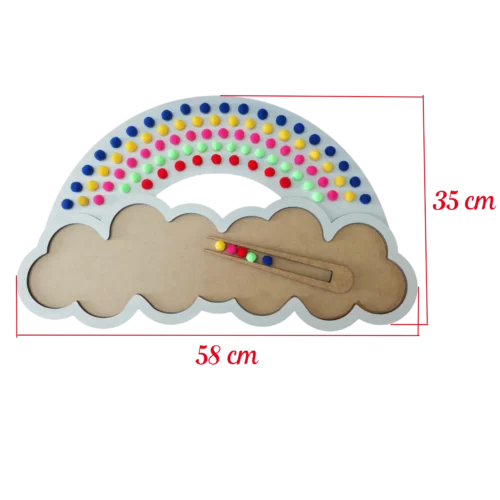 ARCO ÍRIS POMPOM COM PINÇA TABULEIRO EDUCATIVO MADEIRA - Image 3