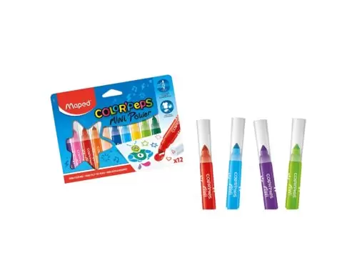 CANETA HIDROGRÁFICA COLOR PEPS MINI JUMBO COM 12 CORES MAPE