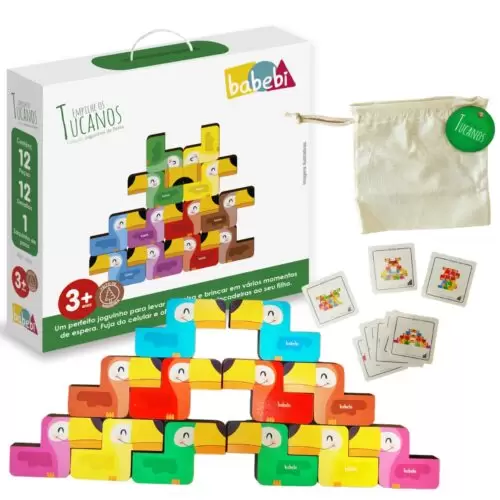 BABEBI EMPILHE OS TUCANOS BRINQUEDO EDUCATIVO DE MADEIRA