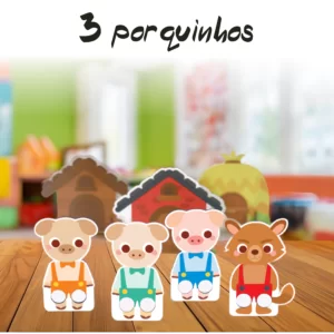 DEDOCHES TRÊS PORQUINHOS BABEBI MADEIRA 7 PEÇAS