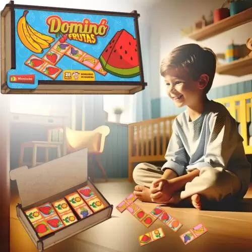 DOMINÓ DIVERTIDO FRUTAS 28 PEÇAS MADEIRA COM CAIXA - Image 4