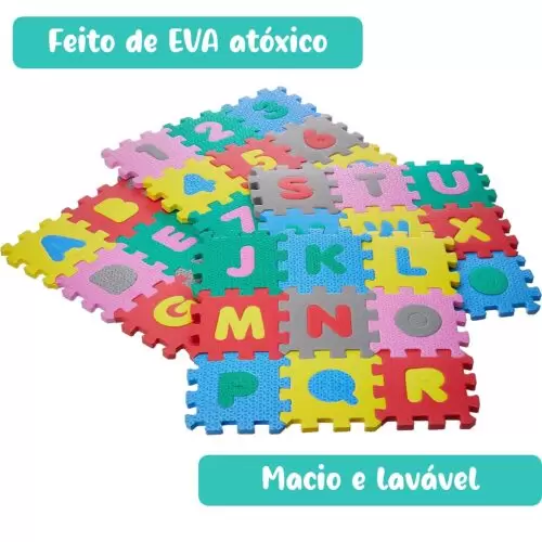 CASTELO ALFABETO EVA LETRAS E NÚMEROS COLORIDO 36PÇ 8X8CM - Image 7