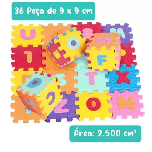 CASTELO ALFABETO EVA LETRAS E NÚMEROS COLORIDO 36PÇ 8X8CM - Image 5