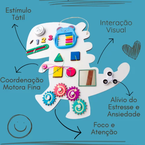 PAINEL SENSORIAL DINO BRINQUEDO PARA AUTISTAS EDUCATIVO 4 ANOS - Image 3