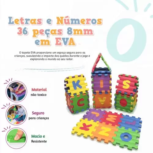 CASTELO ALFABETO EVA LETRAS E NÚMEROS COLORIDO 36PÇ 8X8CM - Image 3