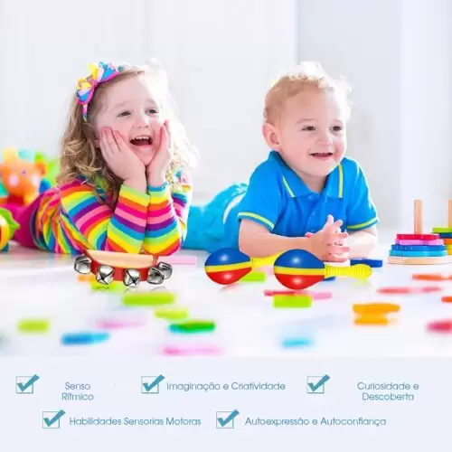PAR DE MARACA DE PLASTICO PEQUENA INFANTIL COLORIDA - Image 6