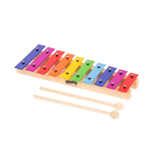 METALOFONE COLORIDO 10 PEÇAS COM BAQUETAS KIDZZO