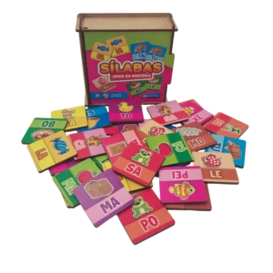 JOGO DA MEMÓRIA DAS SÍLABAS 30 PÇS MADEIRA CX COM TAMPA