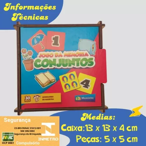 JOGO DA MEMÓRIA CONJUNTOS 30 PÇS MADEIRA CX COM TAMPA - Image 4