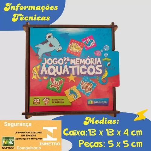 JOGO DA MEMÓRIA AQUÁTICOS 30 PÇS MADEIRA CX COM TAMPA - Image 4