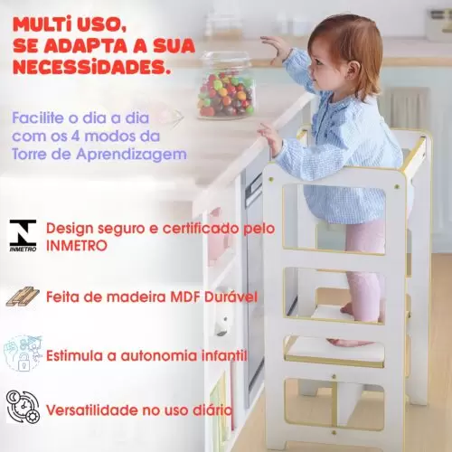 TORRE DE APRENDIZAGEM MONTESSORIANA 4 EM 1 MADEIRA 1+ - Image 3