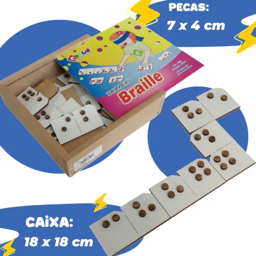 DOMINÓ EM BRAILLE MADEIRA CAIXA COM TAMPA INCLUSÃO EDUCATIVO - Image 4