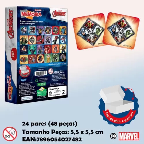 JOGO DA MEMÓRIAS DOS VINGADORES AVENGERS MARVEL 48 PEÇAS - Image 4