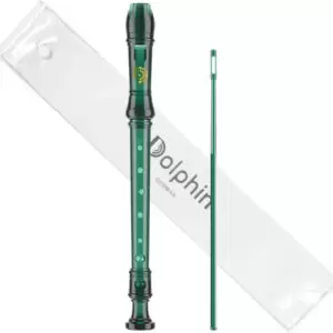 FLAUTA DOCE GERMÂNICA SOPRANO DÓ VERDE TRANSPARENTE DOLPHIN